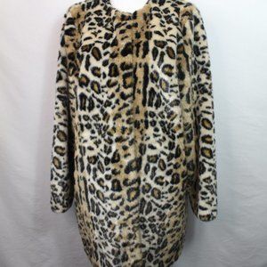 NWOT - Faux Fur Leopard Coat Fully Lined - Sz Large